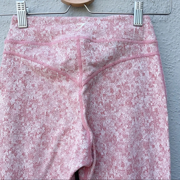 GYMSHARK Womens Compression Fit Fleur Texture Leggings Sz XS Dusky Pink Marl - Picture 5 of 6